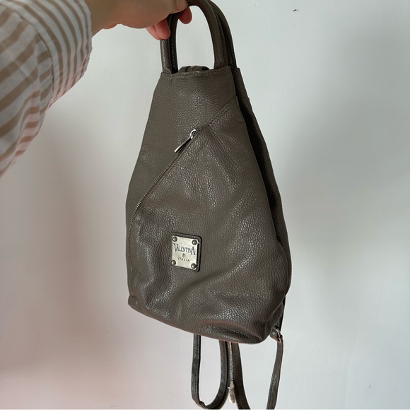 Valentina Grey Genuine Leather Backpack Purse Travel Indie Minimalist Modern Lux